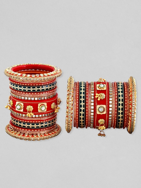 

Rubans Gold Plated & Red Embellished Enamel Design & White Stones Studded Chura