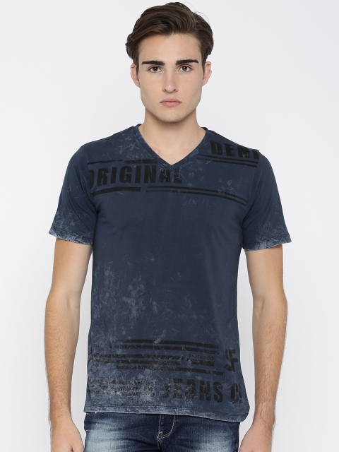

SF JEANS by Pantaloons Men Navy Printed T-shirt, Navy blue