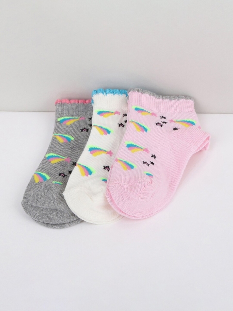 

max Girls Pack Of 3 Assorted Ankle-Length Cotton Socks