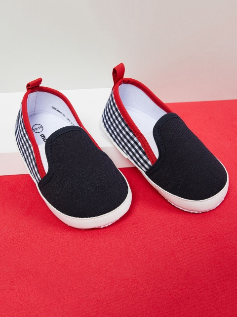 

max Boys Navy Blue & White Checked Booties