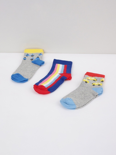 

max Boys Pack of 3 Assorted Ankle Length Socks, Multi