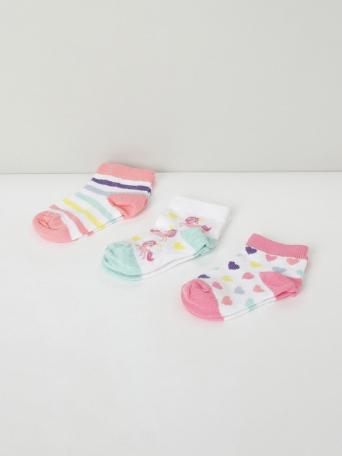

max Girls Multi Pack Of 3 Assorted Ankle-Length Socks