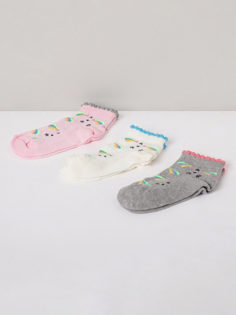 

max Girls Pack of 3 Assorted Ankle Length Cotton Socks