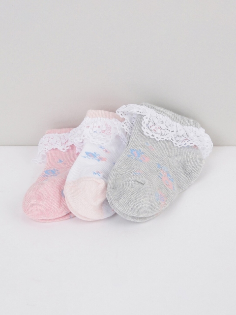 

max Kids Girls Multi Pack Of 3 Assorted Ankle Length Socks