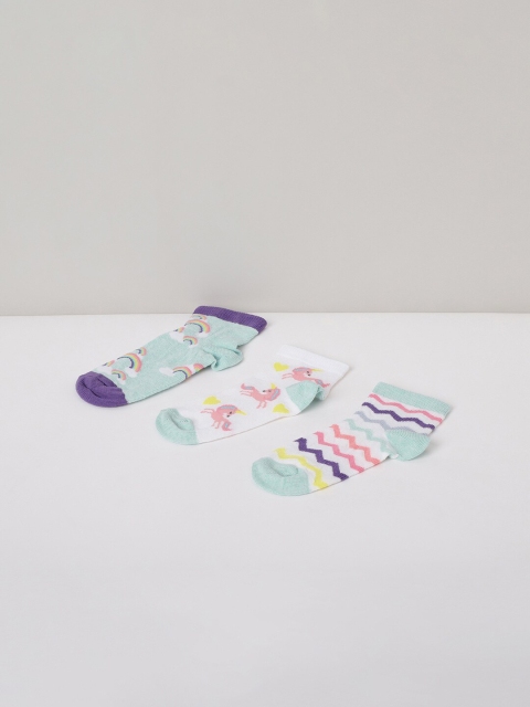 

max Girls Pack of 3 Assorted Ankle Length Cotton Socks