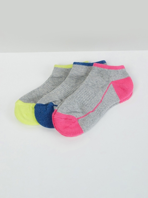 

max Girls Pack Of 3 Assorted Cotton Ankle-Length Socks