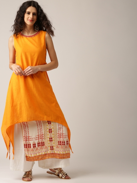 

IMARA Women Orange Solid A-Line Kurta