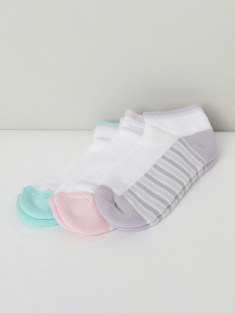 

max Girls Pack Of 3 Assorted Cotton Ankle-Length Socks