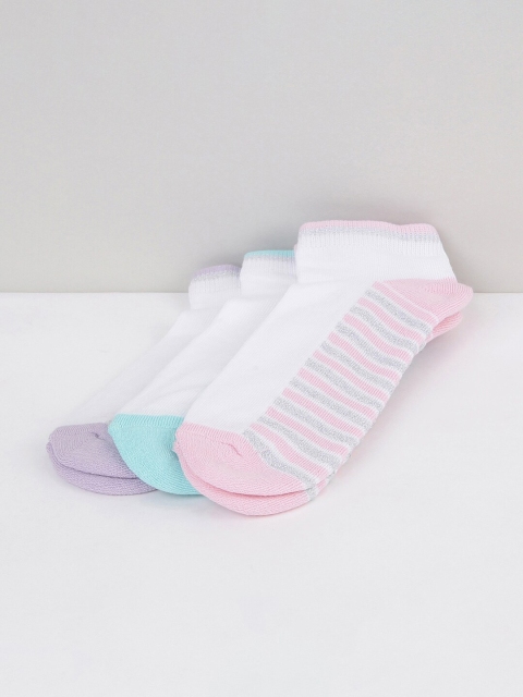 

max Girls Pack Of 3 Assorted Ankle-Length Cotton Socks