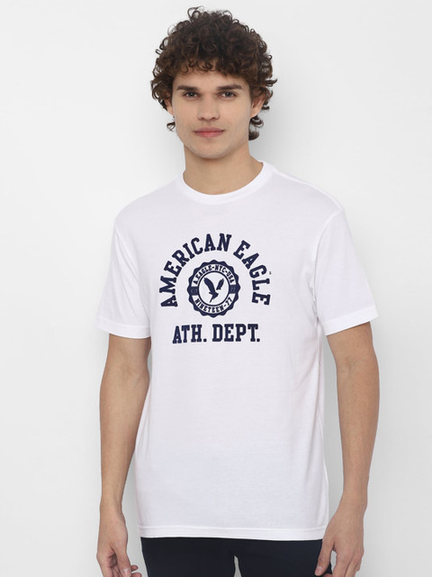 

AMERICAN EAGLE OUTFITTERS Men White Typography Printed Applique T-shirt