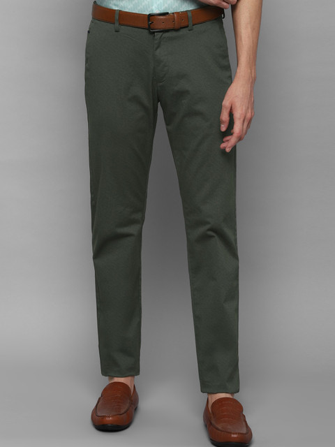 

Allen Solly Men Olive Green Textured Slim Fit Trousers