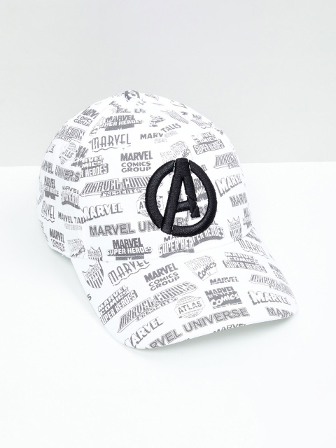 

max Men White & Grey Marvel Printed Baseball Cap