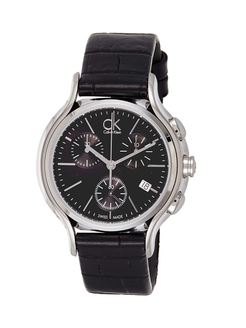 

Calvin Klein Women Black Dial & Black Leather Straps Analogue Chronograph Watch K2U291C1