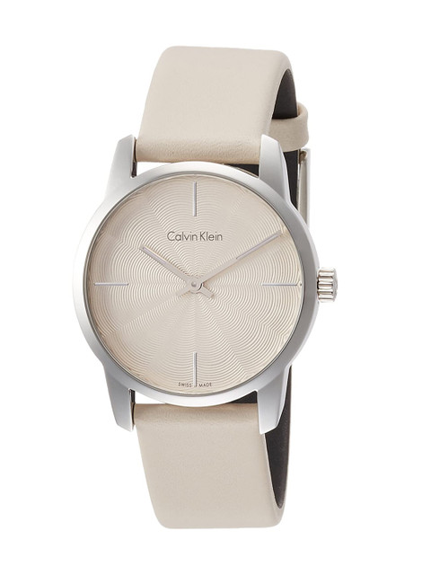 

Calvin Klein Women Cream-Coloured Dial & Beige Leather Straps Analogue Watch K2G231XH
