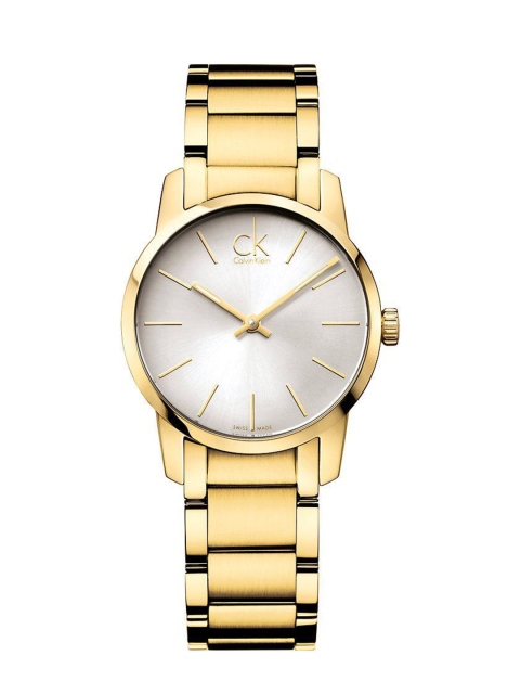 

Calvin Klein Women Silver-Toned Dial & Gold Toned Bracelet Straps Analogue Watch K2G23546