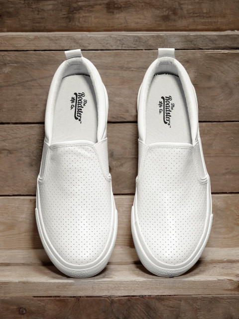 

Roadster Men White Slip-On Sneakers