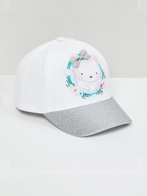 

max Girls White & Grey Printed Baseball Cap