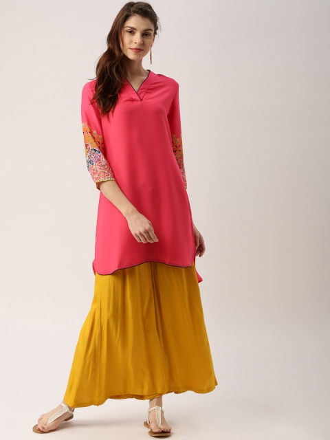 

IMARA Pink Solid High-Low Kurta