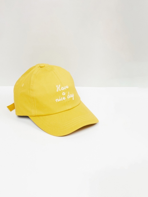 

max Women Yellow & White Embroidered Baseball Cap