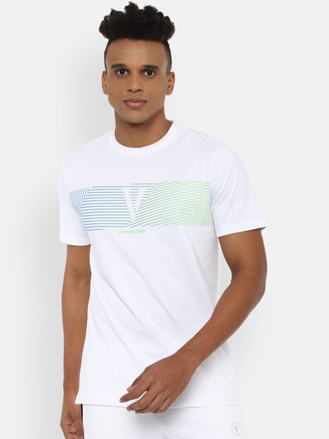 

Van Heusen Flex Men White Colourblocked Mandarin Collar Slim Fit T-shirt