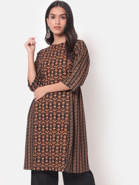 

Saaki Women Multicoloured Ethnic Motifs Printed Pure Cotton Kurti with Trousers, Multi