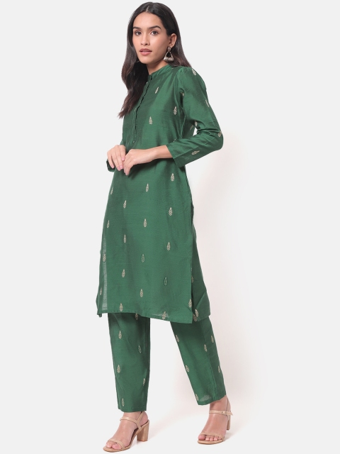 

Saaki Women Green Ethnic Motifs Pure Cotton Kurti with Pyjamas