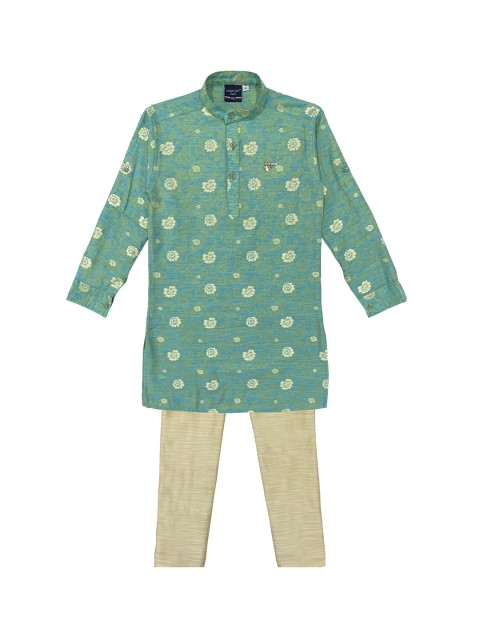 

CHARCHIT Boys Turquoise Blue Pure Cotton Kurta with Pyjamas
