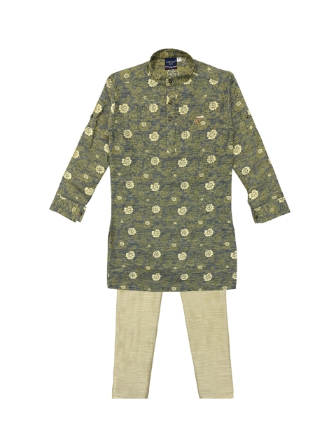 

CHARCHIT Boys Green Printed Pure Cotton Kurta with Pyjamas