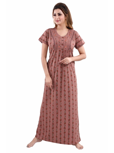 

9shines Label Rust Embroidered Maxi Nightdress