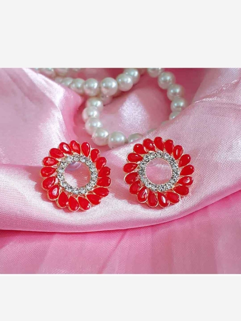 

RICH AND FAMOUS Red Contemporary Studs Earrings