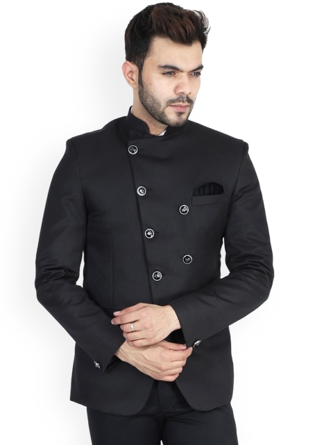 

TAHVO Men Black Solid Bandhgala Jodhpur Blazer