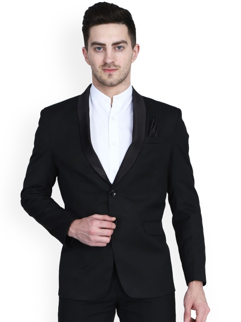 

TAHVO Men Black Solid Slim-Fit Blazers