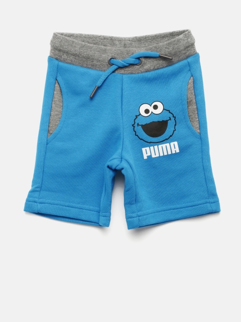 Puma Boys Blue Printed Regular Fit Style Sesame Sweat Bermuda Shorts available at myntra for Rs.419