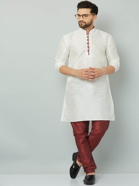 

Kaifoo Men Pink Yoke Design Empire Kurti with Pyjamas