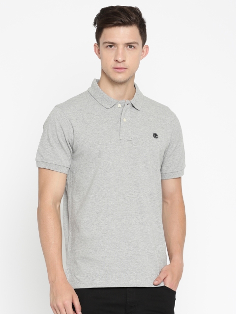 

Timberland Grey Melange Solid Regular Fit Polo Collar T-shirt