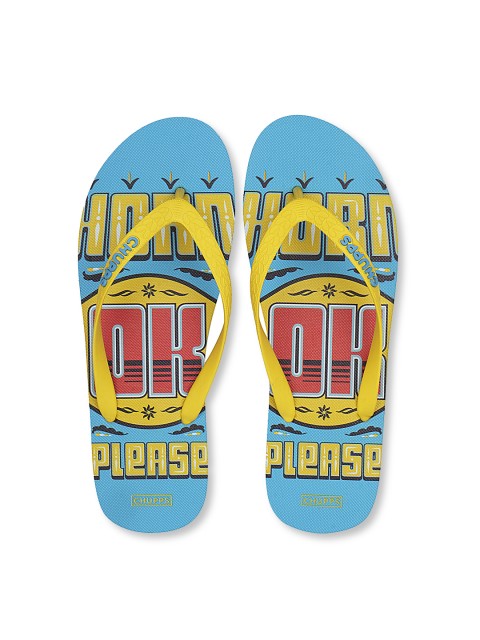 

CHUPPS Men Yellow & Blue Printed Rubber Thong Flip-Flops