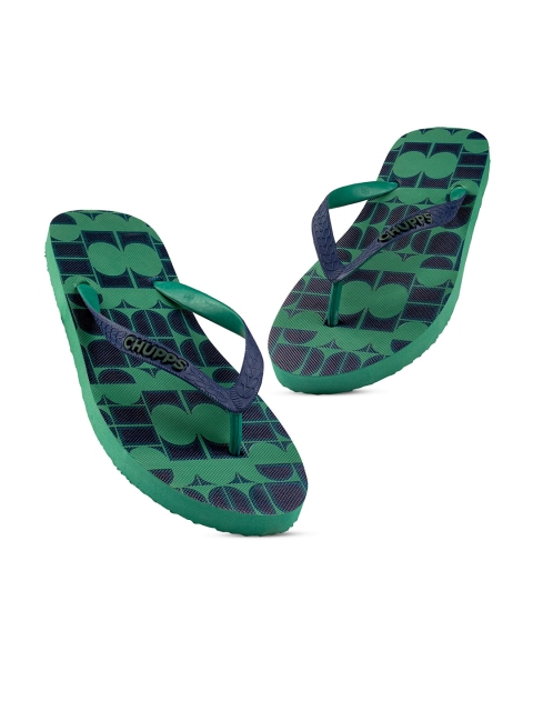 

CHUPPS Men Green & Blue Printed Rubber Thong Flip-Flops