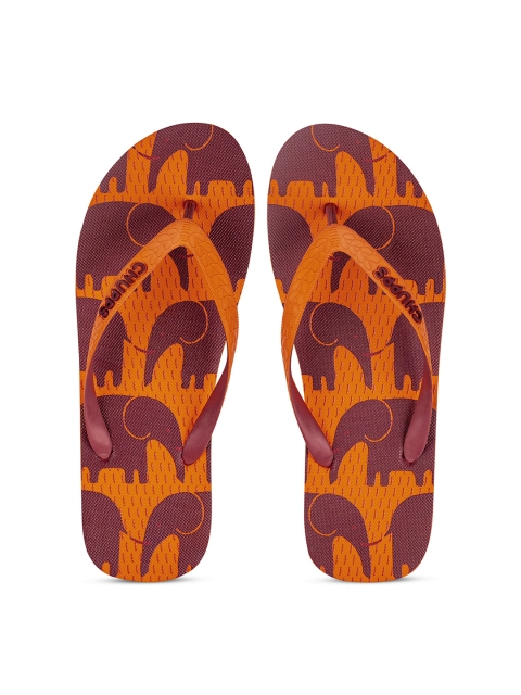 

CHUPPS Men Orange & Maroon Printed Rubber Thong Flip-Flops