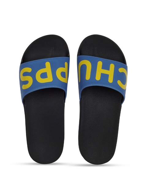 

CHUPPS Men Blue & Yellow Printed Rubber Sliders