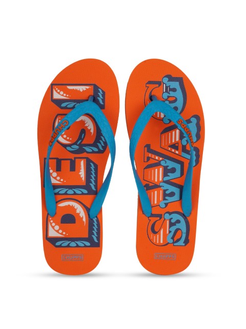 

CHUPPS Men Blue & Orange Printed Rubber Thong Flip-Flops