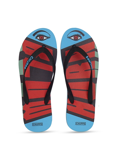 

CHUPPS Men Black & Red Printed Rubber Thong Flip-Flops