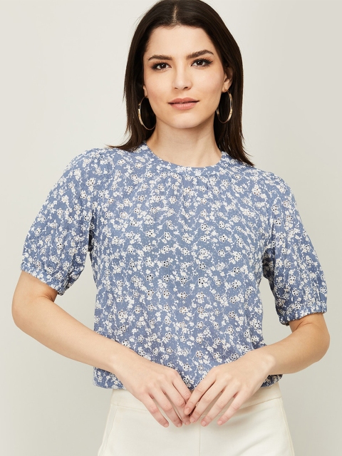 

Bossini Navy Blue Floral Print Top