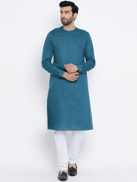 

NAMASKAR Men Blue Thread Work Kurta