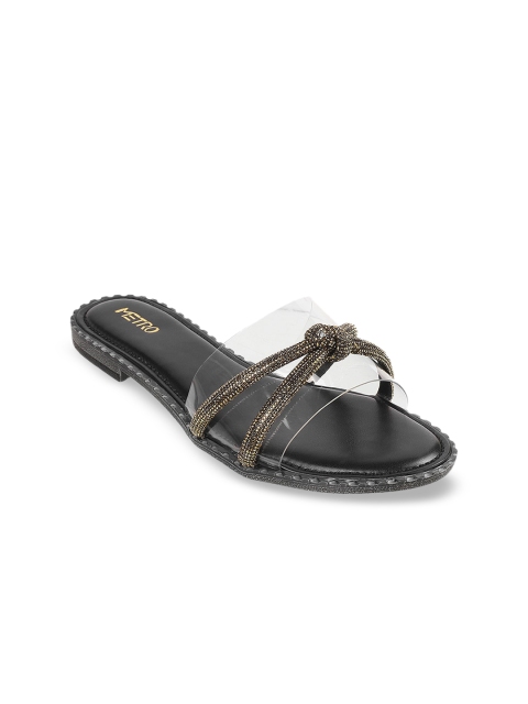 

Metro Women Black Colourblocked Open Toe Flats