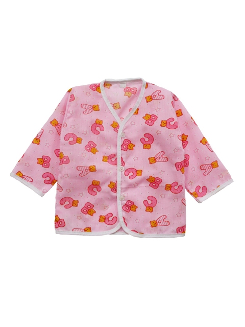 

Little Angels Infant Pink Printed Cotton Jhabla