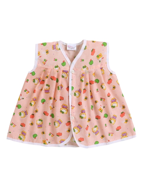 

Little Angels Girls Peach Sleeveless (Jhabla) Frock