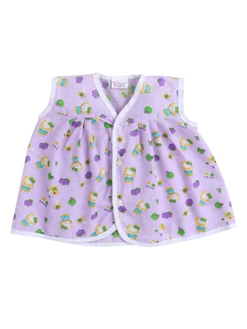 

Little Angels Girls Violet Printed Pure Cotton Frock Jhabla