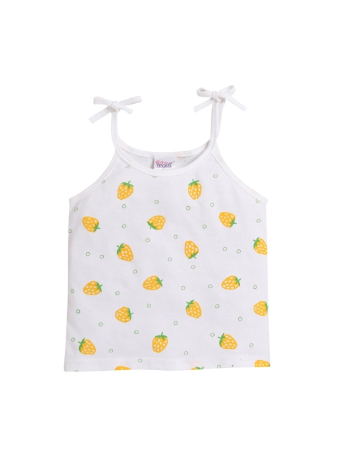 

Little Angels Kids Yellow & White Printed Cotton Jhabla