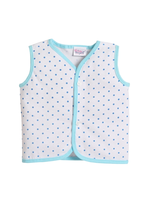 

Little Angels Infants Kids Blue & White Printed Cotton Innerwear Vest