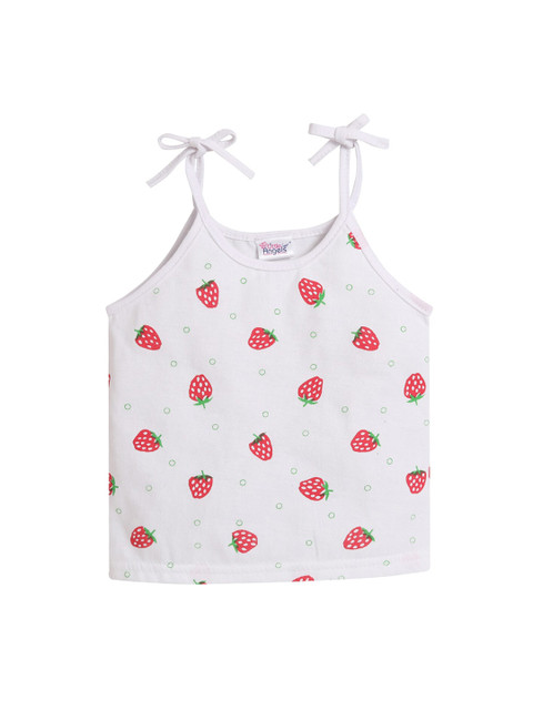 

Little Angels Kids White & Red Printed Jhabla